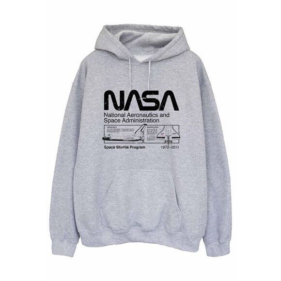 NASA Mens Space Shuttle Hoodie / Sports Grey
